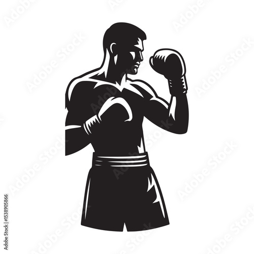 boxer vector silhouette clip art logo design illustration