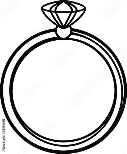 engagement ring icon line art vector illustration on transparent background	