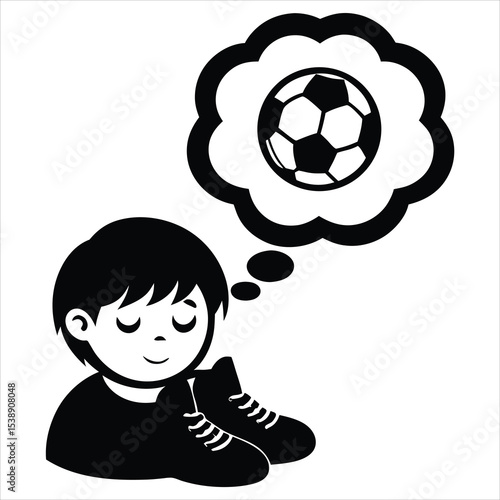 A happy cartoon child playing a fun game of football while holding a soccer ball, illustrating a young player enjoying a sports competition during their childhood