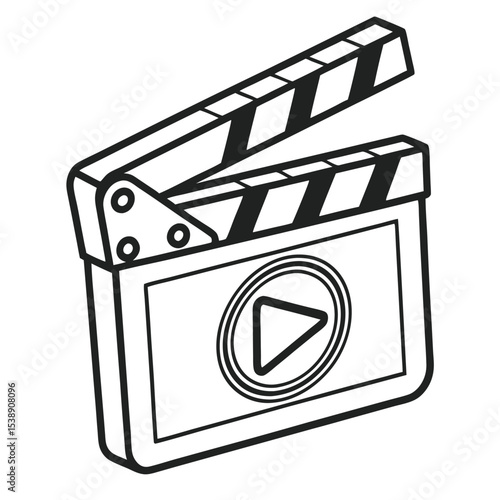 Movie Production Clapperboard Icon Design, Filmmaking Symbol, Video Production, Play Button