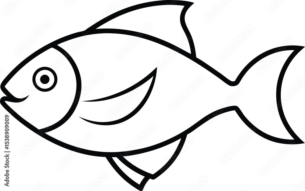 Fototapeta premium fish icon line art vector illustration on transparent background