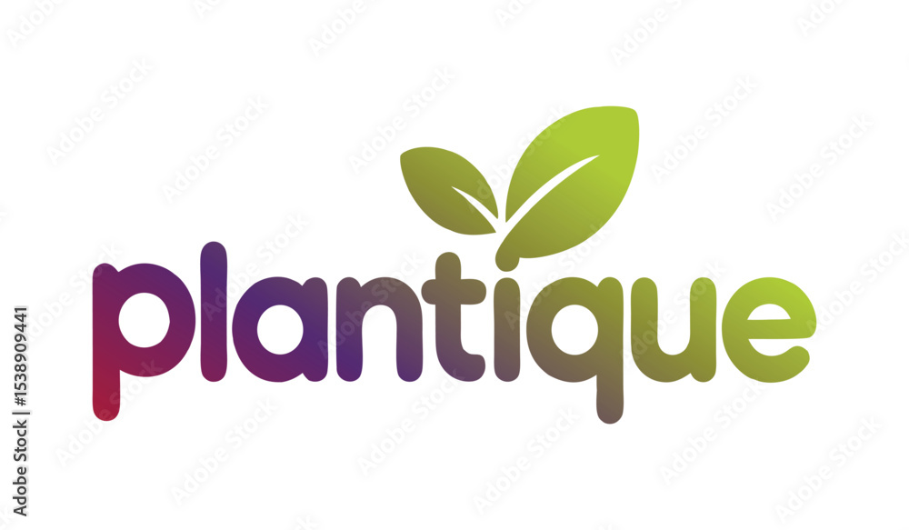 Fototapeta premium Plantique Logo Featuring Green Leaves, Evoking Natural Growth