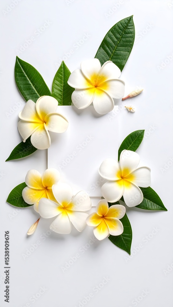 Fototapeta premium frangipani flowers on white background
