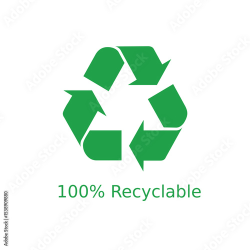 100% Recyclable Green Icon Vector