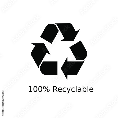 100% Recyclable Icon Vector