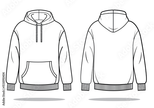 Hoodie Vector.Hand drawn hoodie for mockup for clothing brand isolate background