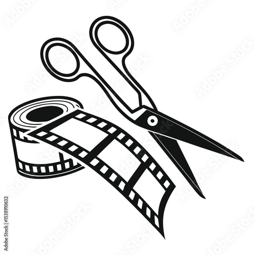 Film Editing Precise Cuts and Seamless Transitions with Professional Scissors and Film Reel