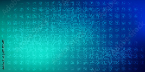 Abstract Blue and Green Gradient Dotted Background with Digital Shapes.
