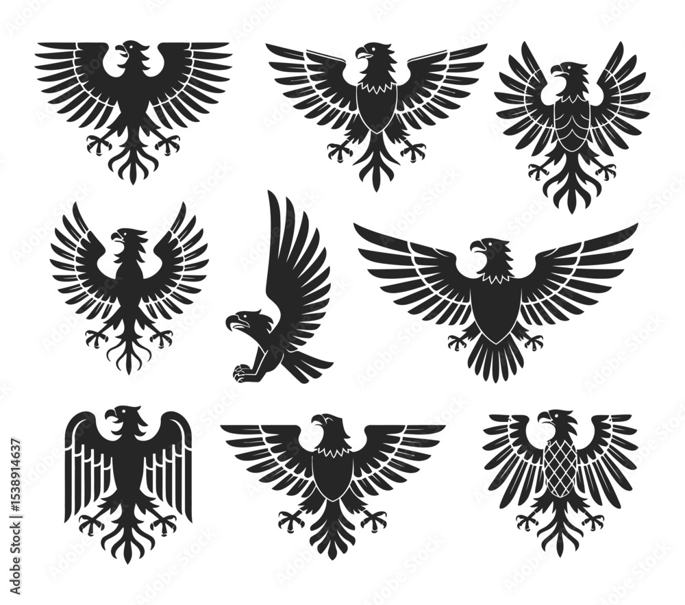 Heraldic eagle vector set Heraldic eagle vector set