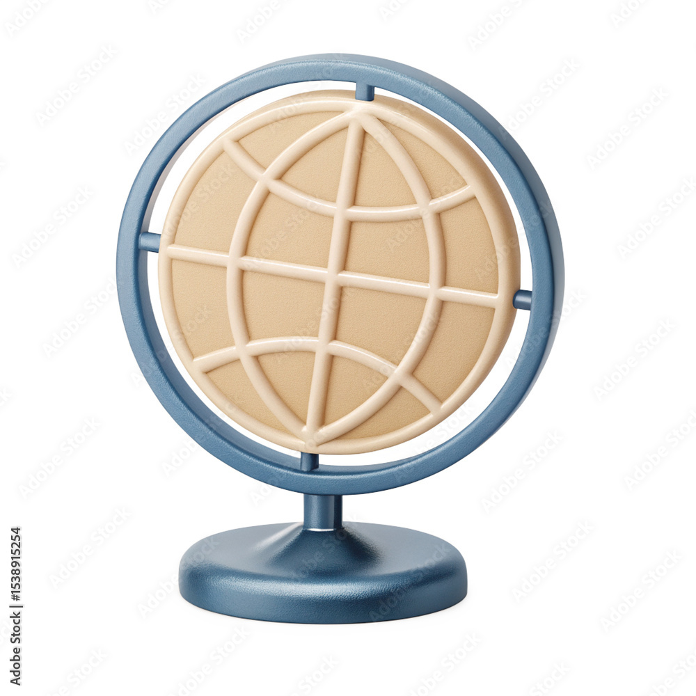 Obraz premium A 3D-style icon of a globe with longitude and latitude lines