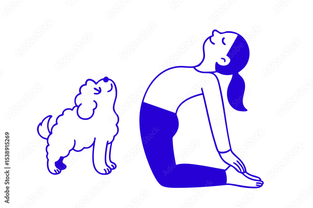 Obraz premium Woman and Dog in Upward-Facing Dog Yoga Pose, Woman and Dog in Yoga Pose