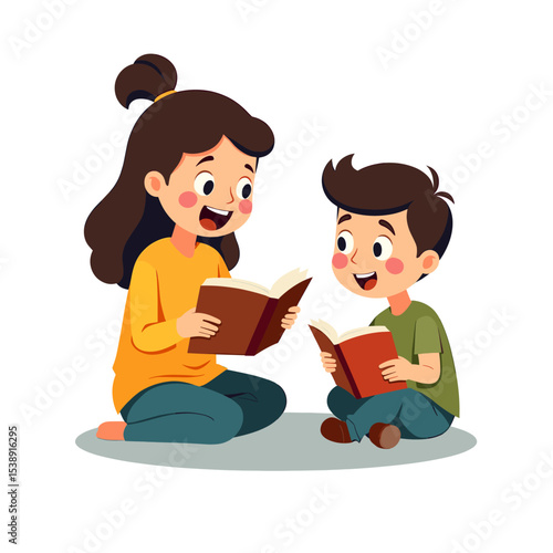 Two boys playing and laughing together