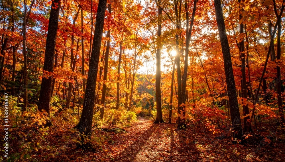Autumn in the forest with sunset Autumn in the forest with sunset