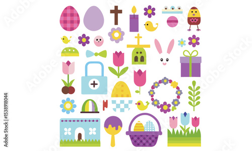 A collection of Easter bunny and bird characters