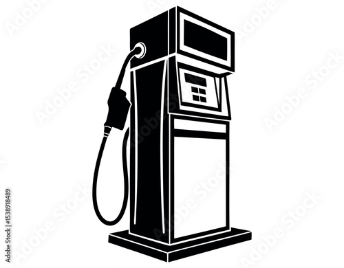 Black and White Illustration of a Fuel Pump, graphic, and stylized illustration of a gas pump, gas pump, fuel pump, vintage gas station, retro, classic, black and white, illustration, graphic, vector,