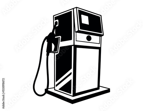 Black and White Illustration of a Fuel Pump, graphic, and stylized illustration of a gas pump, gas pump, fuel pump, vintage gas station, retro, classic, black and white, illustration, graphic, vector,