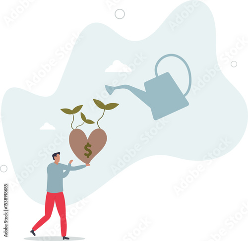 Dividend investment, prosperity and economic growth or saving and business profit concept. character life .