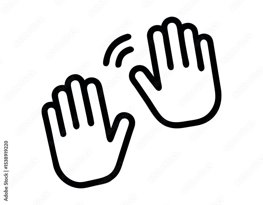 Fototapeta premium hands interacting, a digital touch gesture icon, outlined graphic of two hands making a touch or gesture action, suggesting interaction or a tap, hand, hands, interaction, communication, gesture, ico