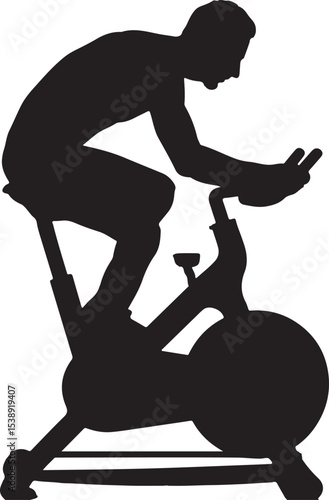 Silhouette Vector Illustration of a Person on an Exercise Bike