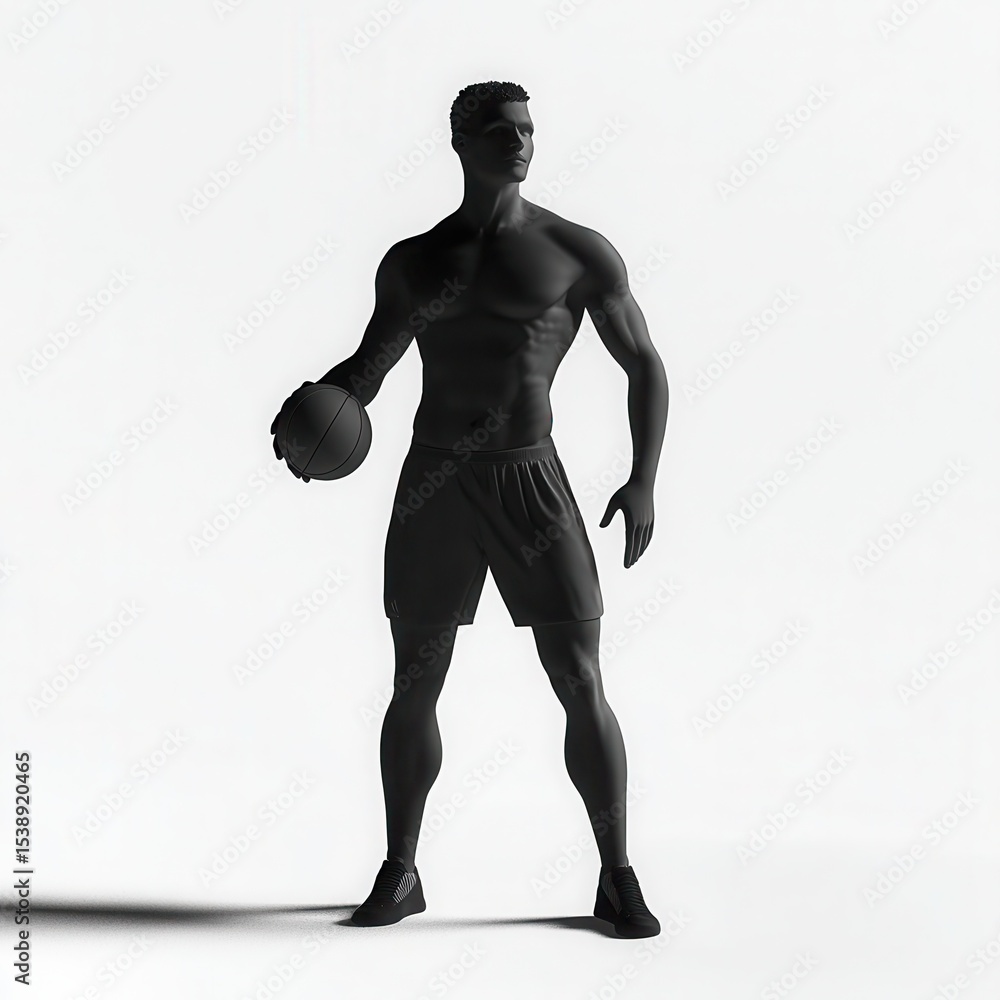 Fototapeta premium 3D silhouette of an athlete holding ball, sport action pose