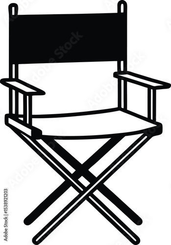 movie director chair icon line art vector illustration on transparent background	

