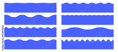 Set of corrugated wave separator footers, modern dividers shapes vector illustration