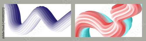Abstract volumetric background. Cords. set of two illustrations. Toothpaste in a tube. Minimalism. Creative modern background. Cover design, wallpaper, background. eps vector.