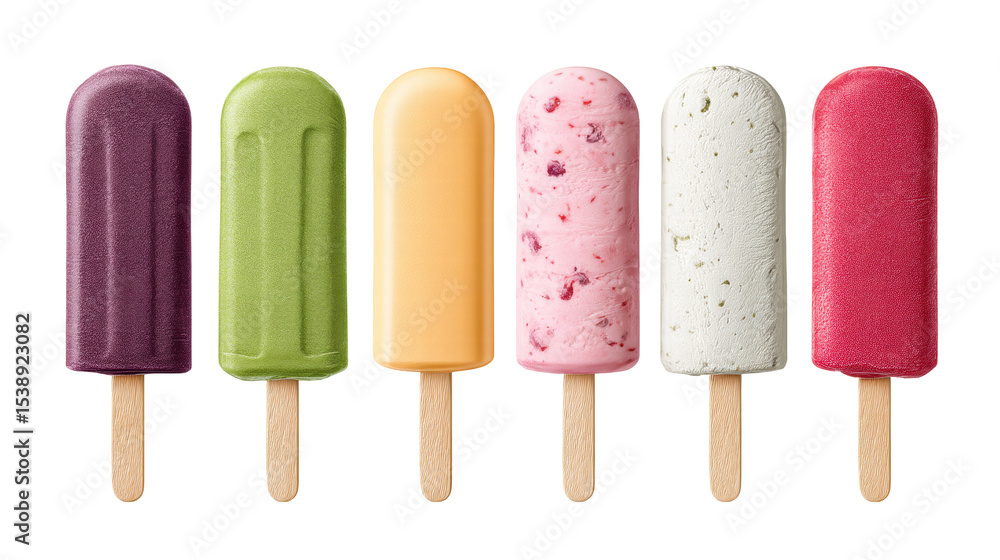 Colorful popsicle isolated on transparent background with refreshing fruity flavors Colorful popsicle isolated on transparent background with refreshing fruity flavors