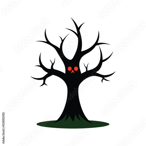 A Halloween haunted tree vector art illustration