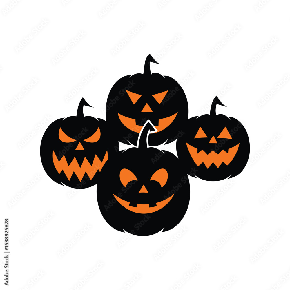Fototapeta premium Multiple jack o lantern vector art illustration