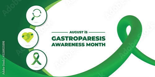 Gastroparesis awareness month is observed every year in august. Low poly style design. Geometric background. Vector template for banner. Isolated vector illustration.	