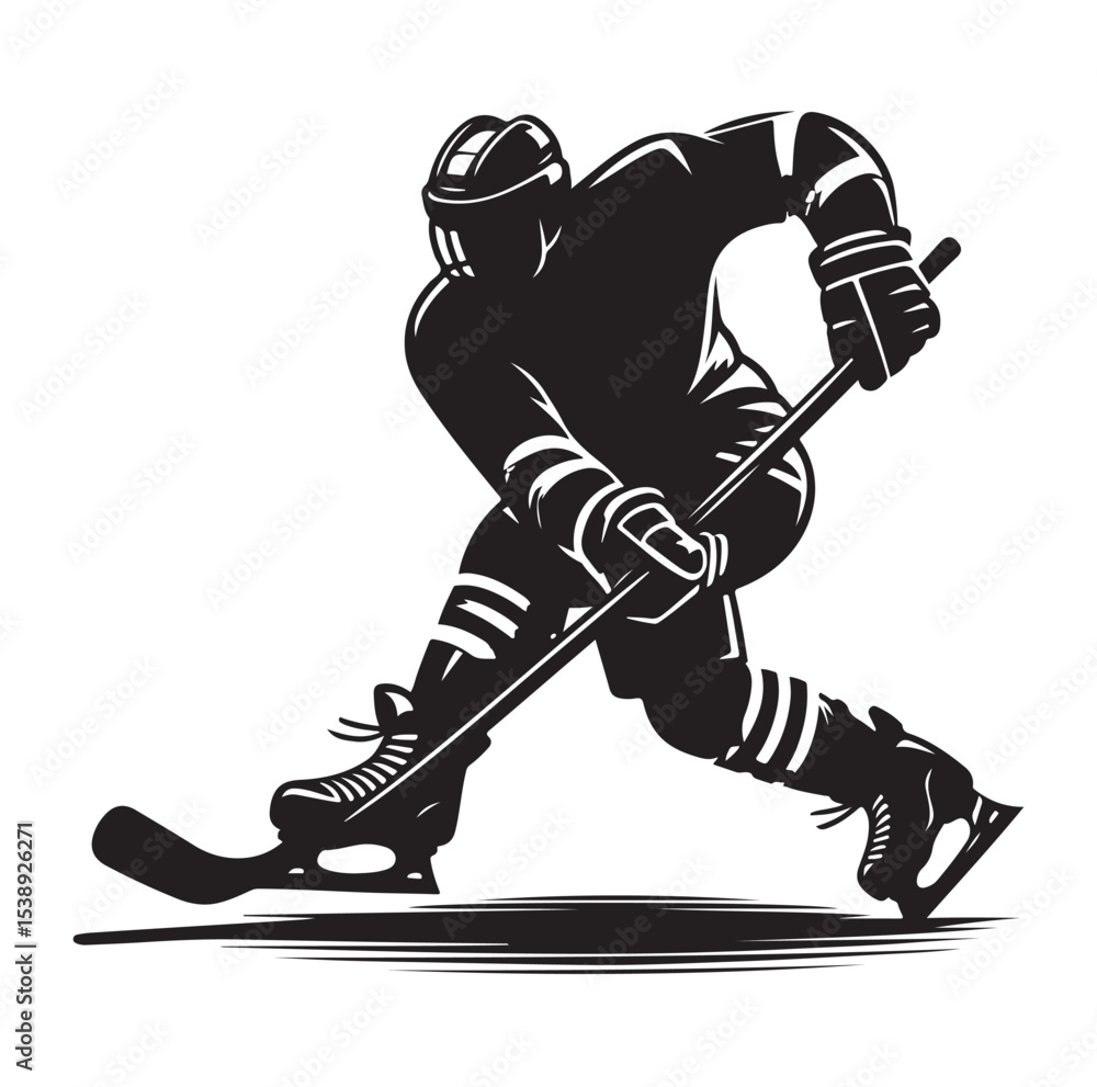 Fototapeta premium Ice hockey arena player shooting Competitive Team Intense Game. professional forward player