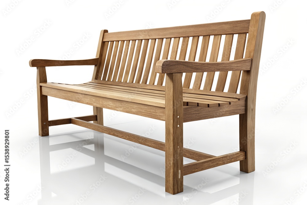 Minimal Wooden Bench Isolated on White Background Minimal Wooden Bench Isolated on White Background