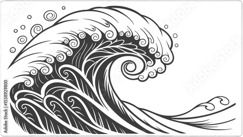 Abstract swirling black and white monochrome psychedelic design
