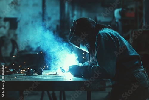 Pixel Perfect Picture of Welder Woman Working in the Workshop
