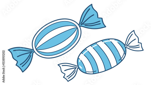 Striped and solid blue candies sweet treats confectionery design