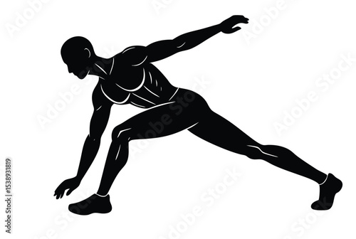 man workout silhouette fitness vector illustration gym exercise athletic training icon