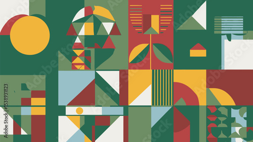 Abstract shapes arrange geometric forms visually creatively