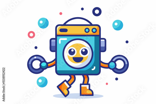 dancing washing machine bubbles character cute