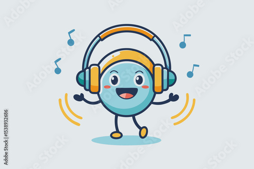 headphone dancing music notes swinging fun