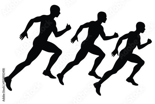 Running Man Silhouette Vector Illustration for Sports and Fitness Design Isolated on White Background