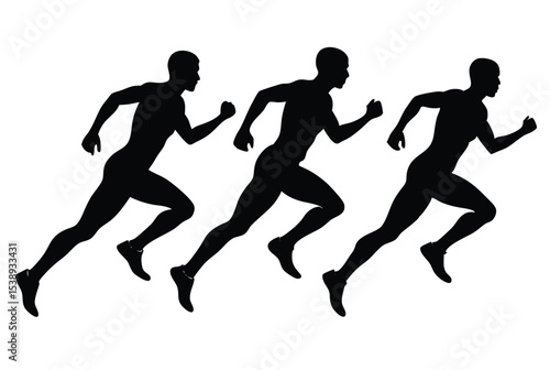 Running Man Silhouette Vector Illustration for Sports and Fitness Design Isolated on White Background