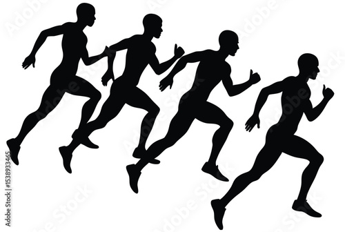 Running Man Silhouette Vector Illustration for Sports and Fitness Design Isolated on White Background