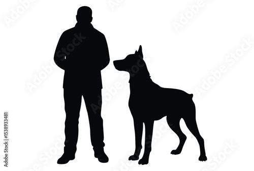 dog trainer silhouette vector illustration professional dog training icon simple concept