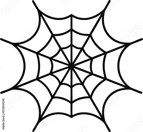 spider web icon line art vector illustration on transparent background	
