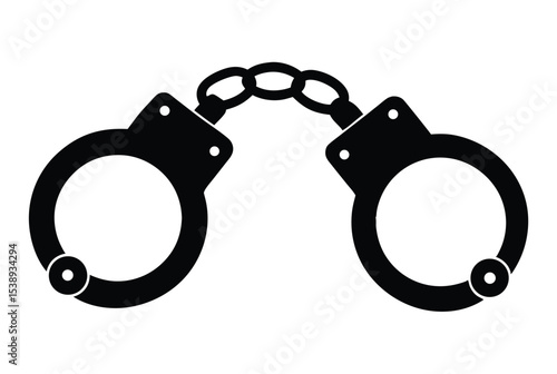 Handcuff Silhouette Vector Illustration Symbol of Arrest Security Law Enforcement