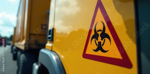 Close-up of hazardous materials placard on a truck, placard, freight, hazardous materials placard