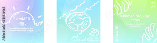 Beautiful cool summer. Gradient abstract summer background set. Color abstract background for apps, web design, web pages, banners, greeting cards. Modern style, trendy vector illustration. bokeh.