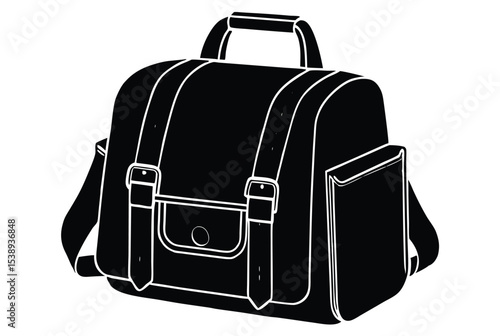 School bag silhouette vector illustration simple design for education backpack icon graphic