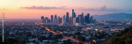Santa Ana cityscape, aerial view  Orange County, CA skyline , horizon, photography